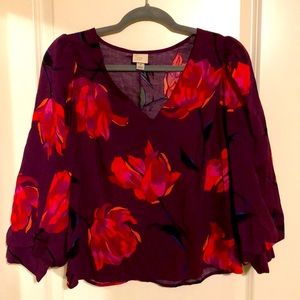 a new day Floral Blouse Purple Medium